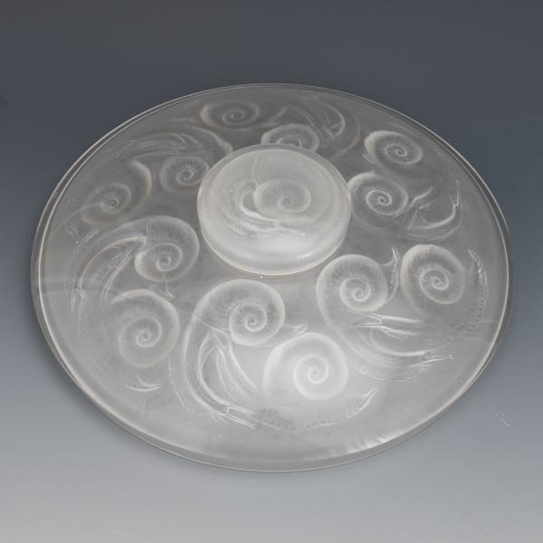 Appraisal: R LALIQUE ESCARGOT INKWELL x Clear and frosted glass inkwell