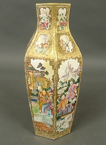 Appraisal: - Chinese export porcelain gilt Famille Rose vase th c