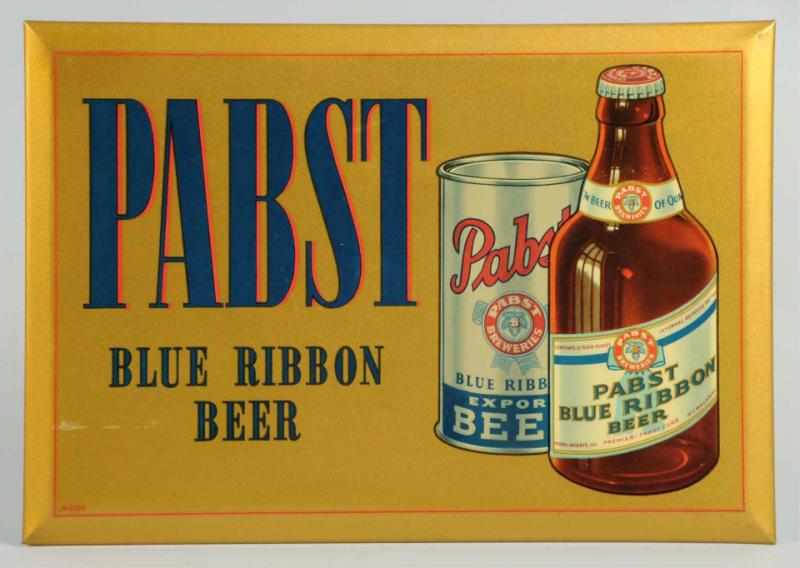 Appraisal: Pabst Blue Ribbon Tin over Cardboard Sign Nice labeled bottle