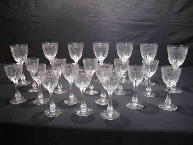 Appraisal: Fine cut and engraved crystal stemware set Floral and drape