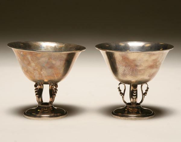 Appraisal: Pair of sterling footed bowls supported on foliate beaded stems