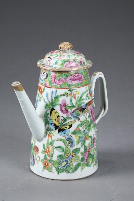 Appraisal: ROSE CANTON TEAPOT China st half- th century porcelain Tall