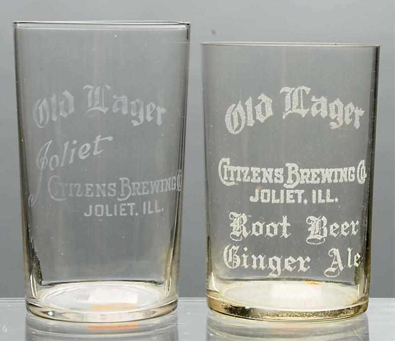 Appraisal: Lot of Old Lager Acid-Etched Beer Glasses Joliet Citizens Brewing