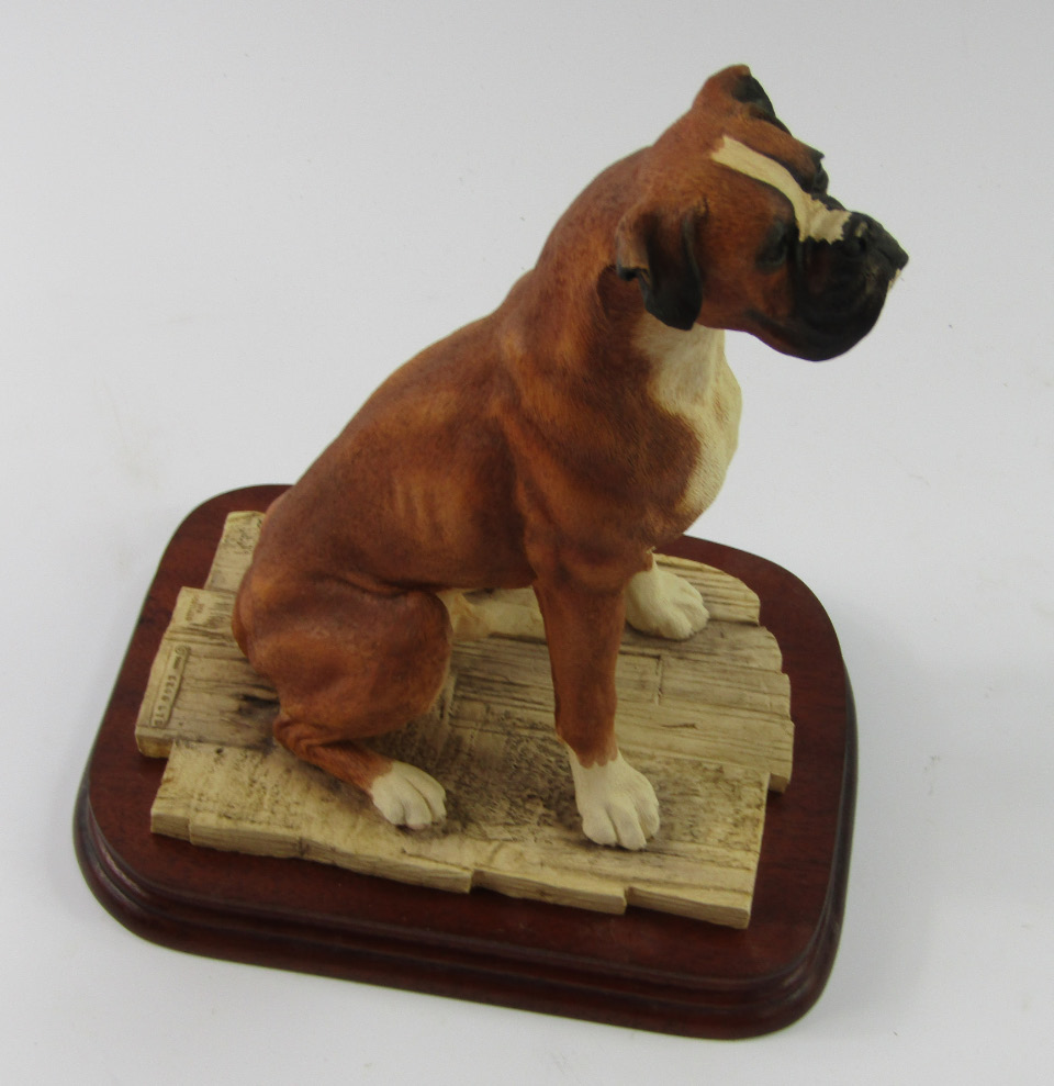 Appraisal: A Border Fine Arts sculpture of a boxer dog boxed