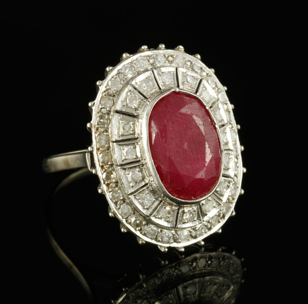 Appraisal: - K Gold Ruby and Diamond Ring K gold ruby