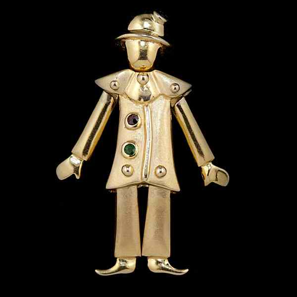 Appraisal: 'Happy Man'' Italian Gold Figure Brooch An K yellow gold