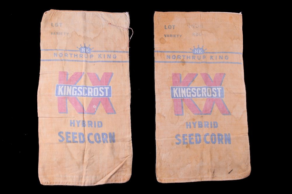 Appraisal: Pair of Northrup King Kingscrost Seed Corn Bags For your