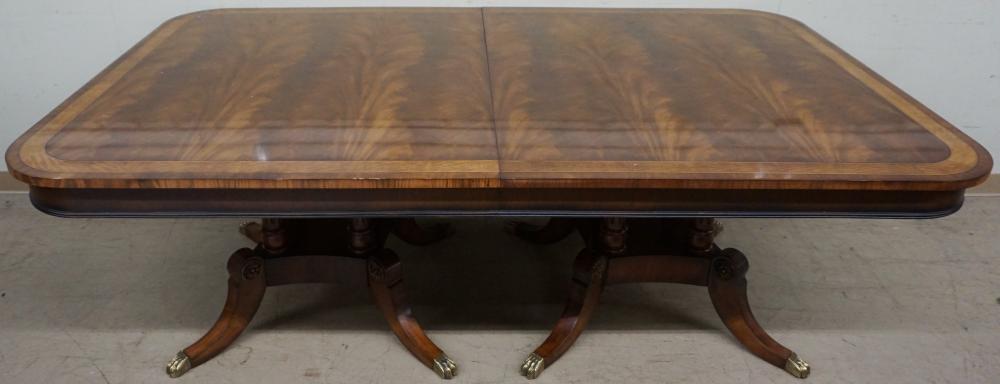 Appraisal: Henredon Satinwood Inlaid Mahogany Double Pedestal Extension Dining Table with