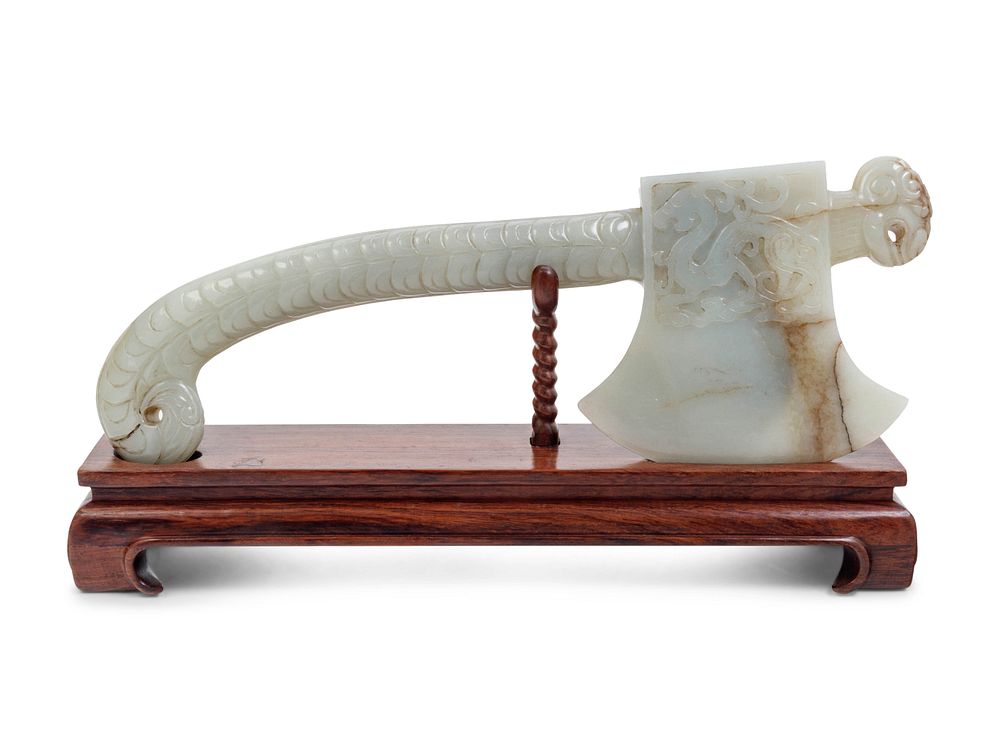 Appraisal: A Chinese Export Carved Jade Axe A Chinese Export Carved