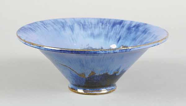 Appraisal: A Shearwater Art Pottery High Gloss Blue Rain Glaze Bowl