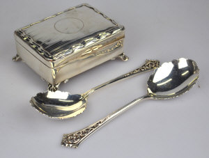 Appraisal: A Victorian pair of serving spoons with ornate pierced handles