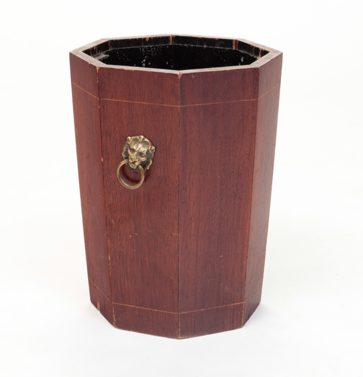 Appraisal: Mid th century mahogany Octagonal with brass lion head handles