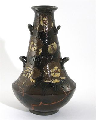 Appraisal: An unusual Foley Faience vase tapering form with four applied