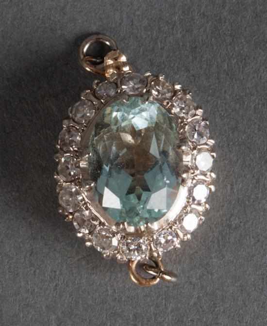 Appraisal: K gold diamond and aquamarine clasp Estimate - Works not