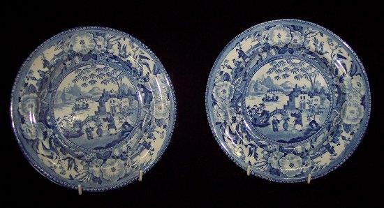 Appraisal: A pair of Staffordshire plates in blue and white with