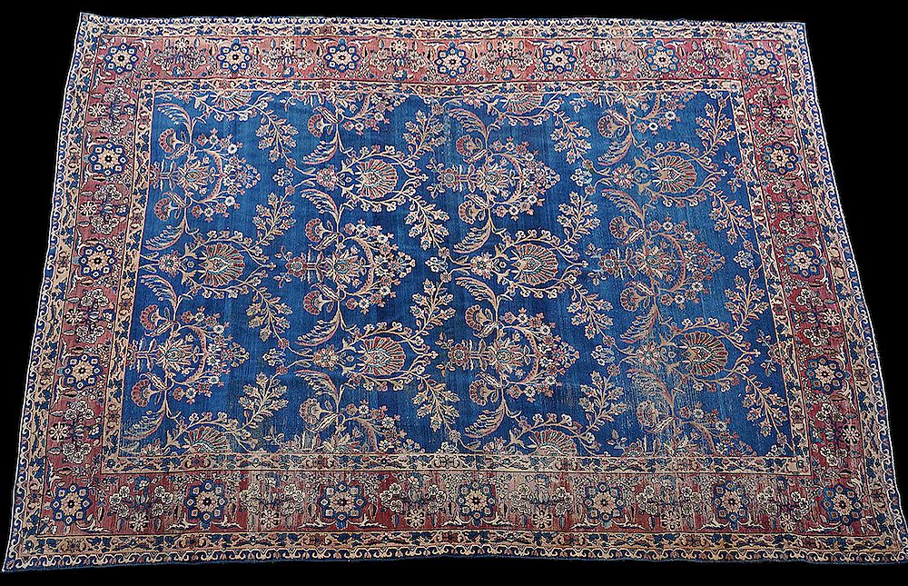 Appraisal: Large Antique Blue Sarouk Carpet Large antique blue Sarouk Persian