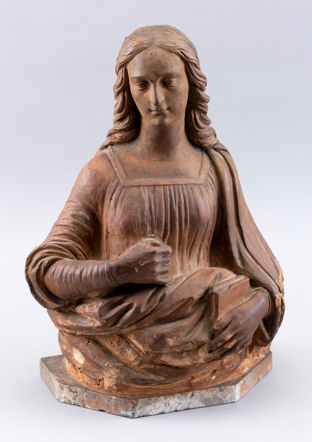 Appraisal: RENAISSANCE-STYLE TERRACOTTA BUST OF A FEMALE SAINT ITALY TH CENTURY