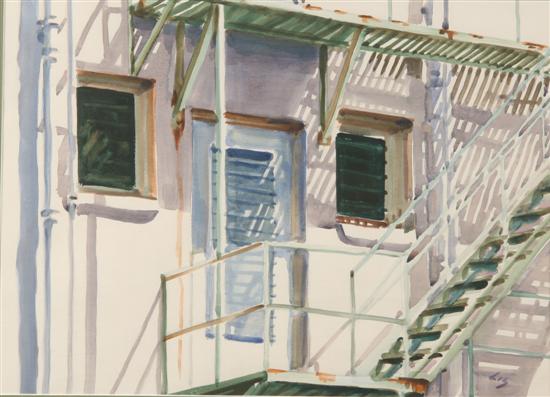 Appraisal: JANET LIS American b FIRE ESCAPE signed lower right Watercolor