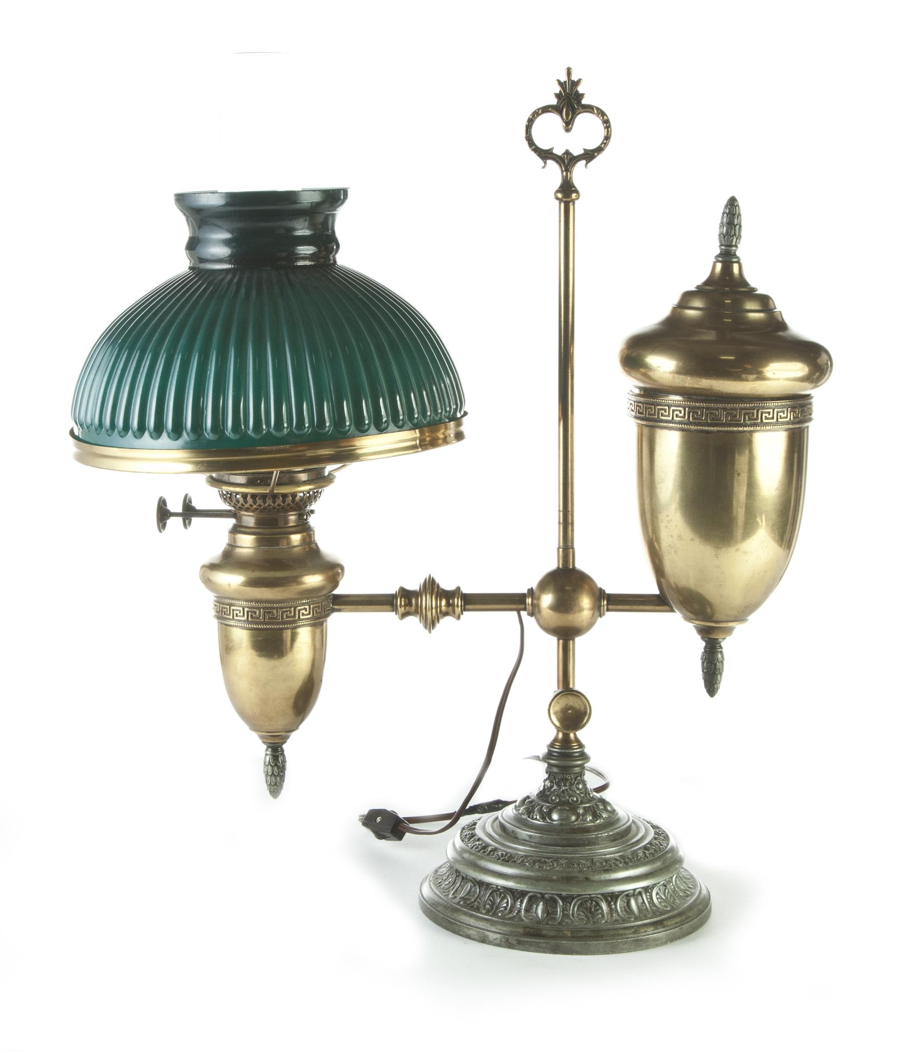 Appraisal: AMERICAN BRASS STUDENT LAMP Late th-early th century Acorn fonts