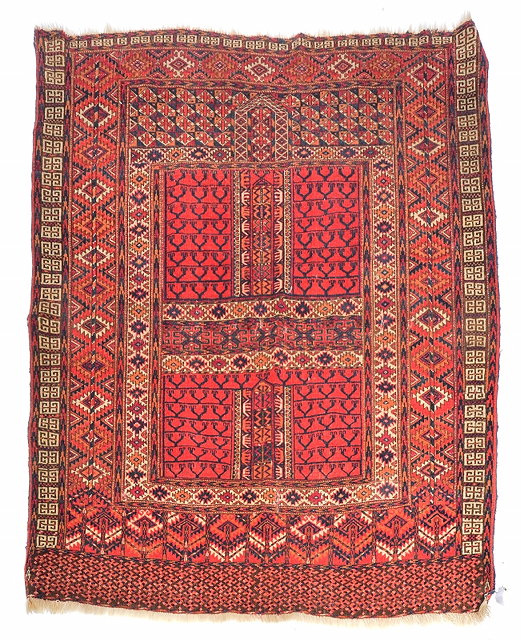 Appraisal: AN OLD TEKKE TURKOMAN ENGSI RUG with a continuing all