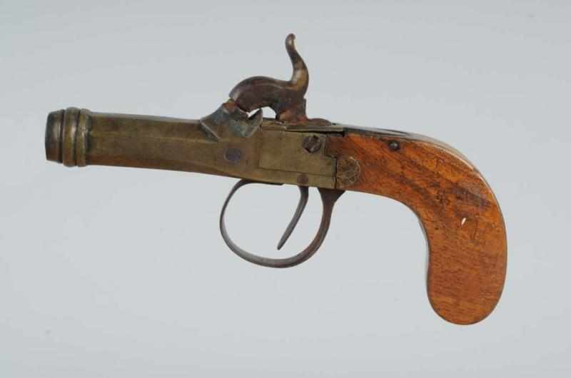 Appraisal: European Percussion Deringer-Type Pistol Description Brass barrel cal Condition Good