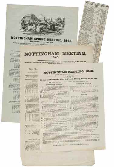 Appraisal: Horse Racing - Horse Race Lists in Nottingham printed racing