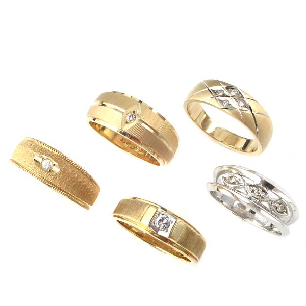 Appraisal: A collection of diamond and karat gold rings fourteen yellow