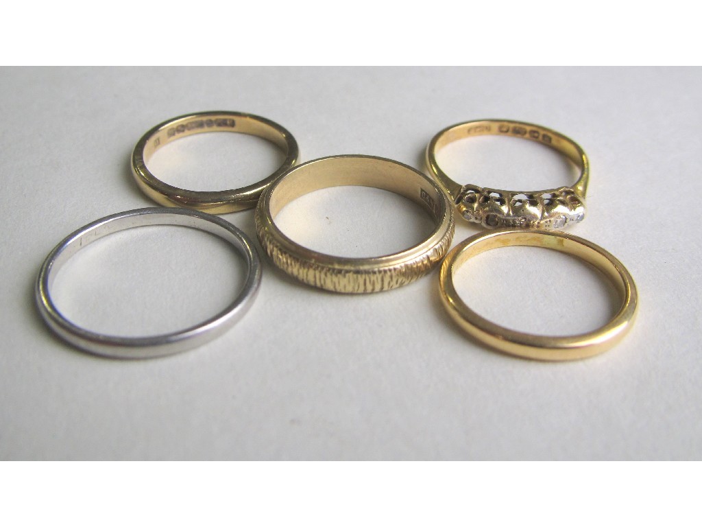 Appraisal: Lot comprising two ct gold bands gms two ct gold