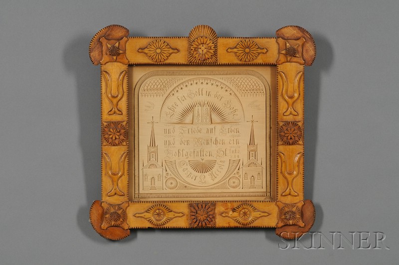 Appraisal: Two Carved Tramp Art Frames Casper L Accola Prairie Du