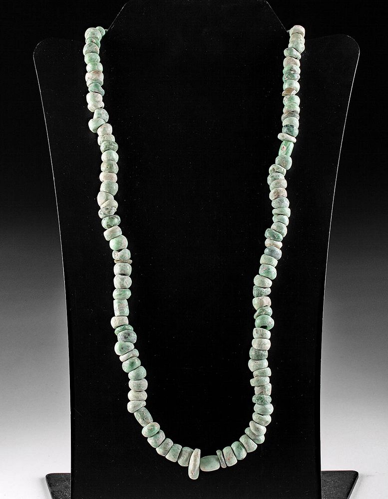 Appraisal: Stunning Long Maya Jade Bead Necklace Pre-Columbian Mayan territories ca