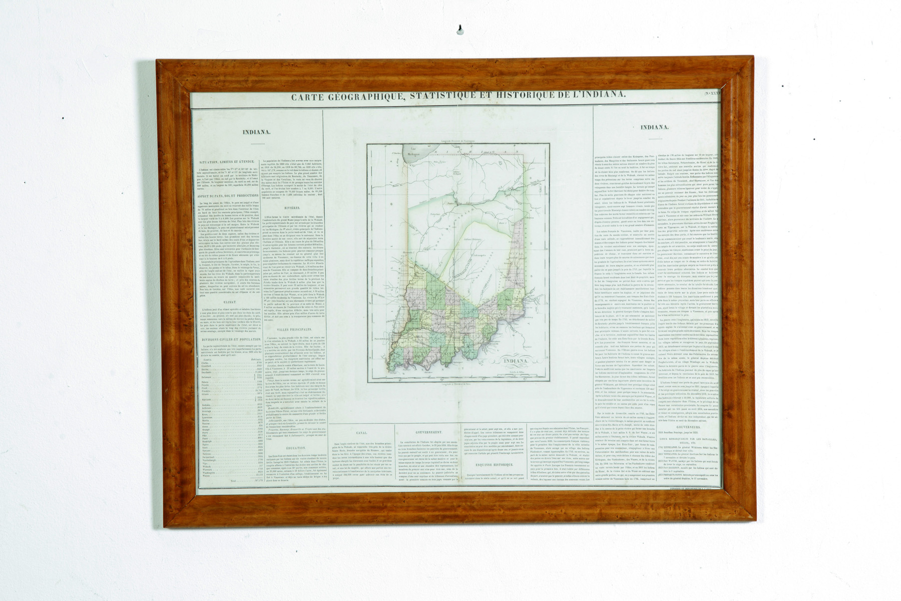 Appraisal: FRENCH HISTORICAL MAP OF INDIANA Attributed to Lea Carey and