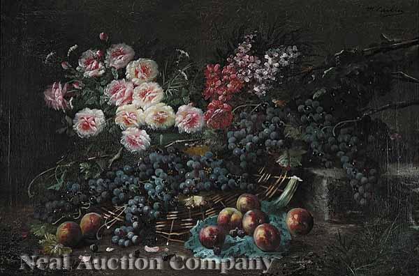 Appraisal: Modeste Carlier Belgian - Still Life with Pink Peonies and