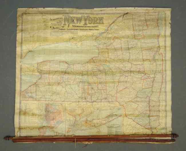 Appraisal: Early ''Scarborough's New York'' roll-up map As found '' x