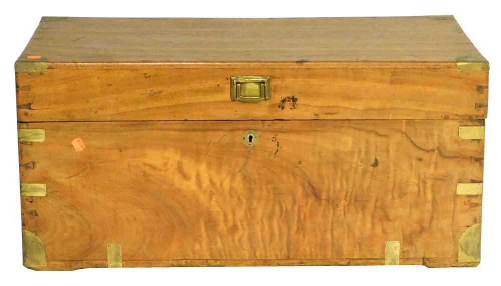 Appraisal: Camphor wood brass bound chest bail handles at sides interior