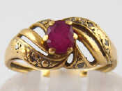 Appraisal: A yellow metal tests carat gold ruby and diamond ring