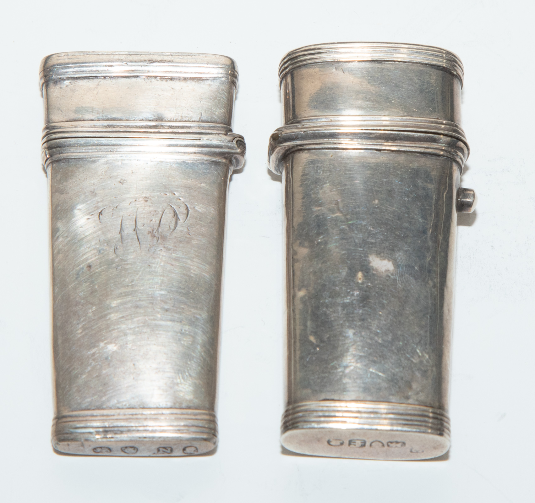 Appraisal: TWO GEORGE III SILVER-CASED LANCETS London one with one blade