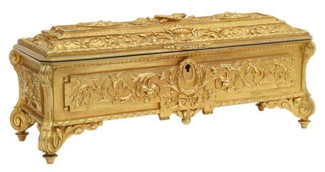 Appraisal: French bronze dore jewel casket dresser box E S Inv