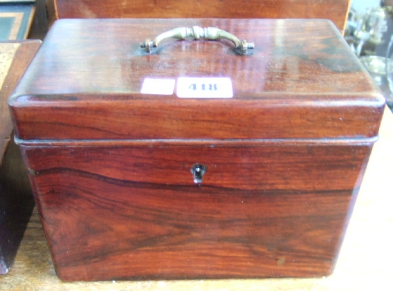 Appraisal: A th century rosewood tea caddy of rectangular form enclosing