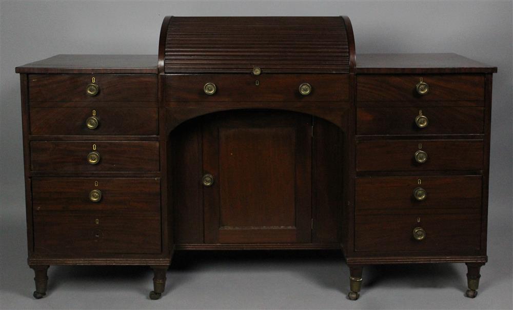 Appraisal: REGENCY MEN'S DRESSING TABLE WITH TAMBOUR TOP h w d