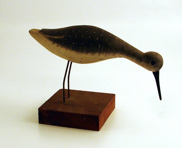 Appraisal: Yellowlegs shorebird decoy with legs attached to wooden base attributed