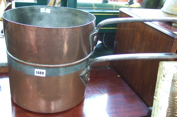 Appraisal: Two copper and steel sauce pans th century one stamped