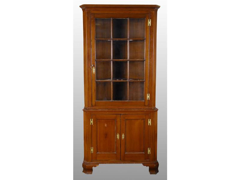 Appraisal: -Piece Cherry Corner Cabinet Description Antique furniture Circa Twelve-glass paneled