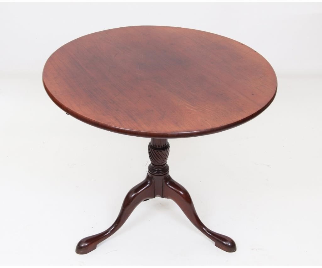 Appraisal: Queen Anne mahogany tea table circa 's with fluted and