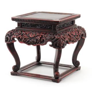 Appraisal: th Century Chinese Lacquered Stand th Century Chinese Lacquered Stand