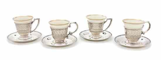 Appraisal: A Set of Twelve Sterling Silver Demitasse Cups and Saucers