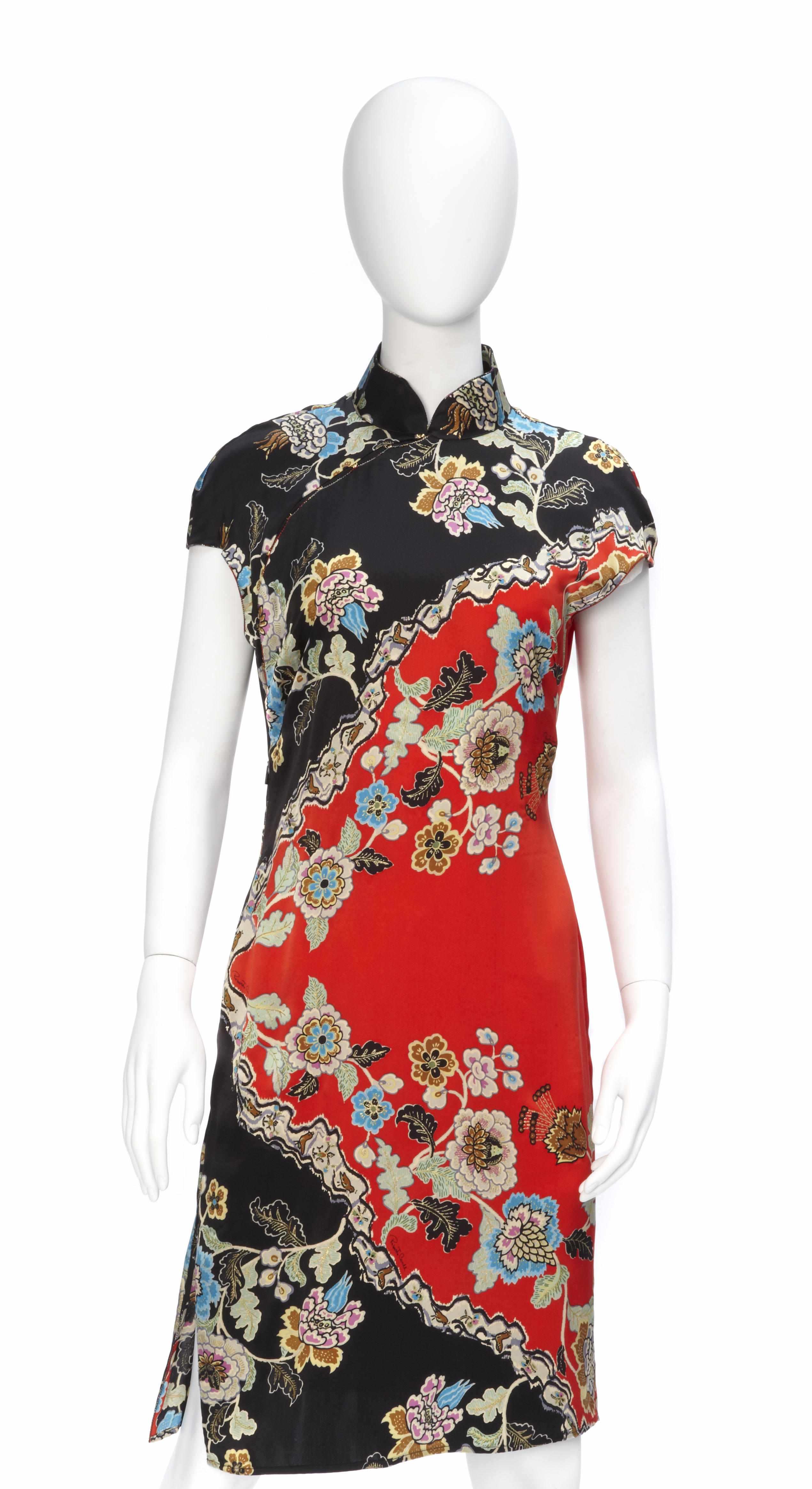 Appraisal: A Roberto Cavalli black and red mandarin collar dress size