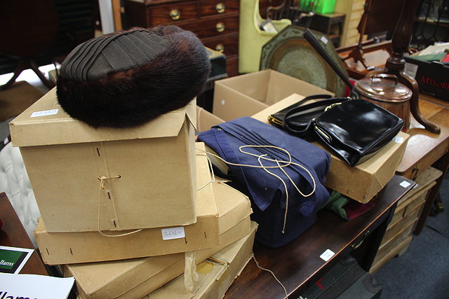 Appraisal: A GROUP OF VARIOUS VINTAGE HANDBAGS together with a fur