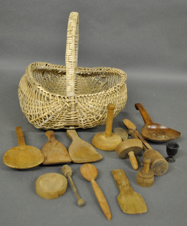 Appraisal: - Group of th c wooden kitchenware to incl butter