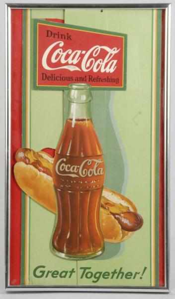 Appraisal: Cardboard Coca-Cola Dimensional Sign Description In metal frame with plastic