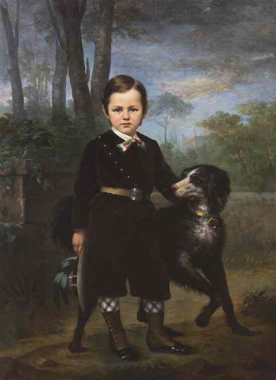 Appraisal: Emilie Rouillon French th century Portrait of Dog with Boy